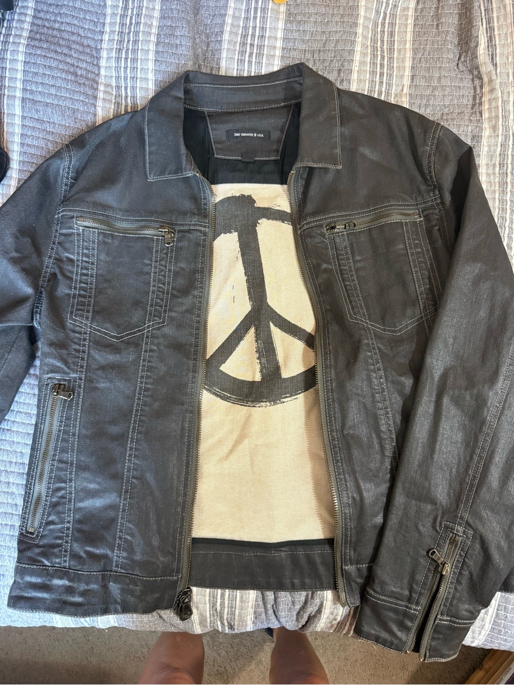 John Varvatos Black Faux Leather Zip-Front Jacket